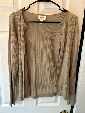 Vintage Talbots 100% Silk Cable Knit Cardigan Sweater - Medium